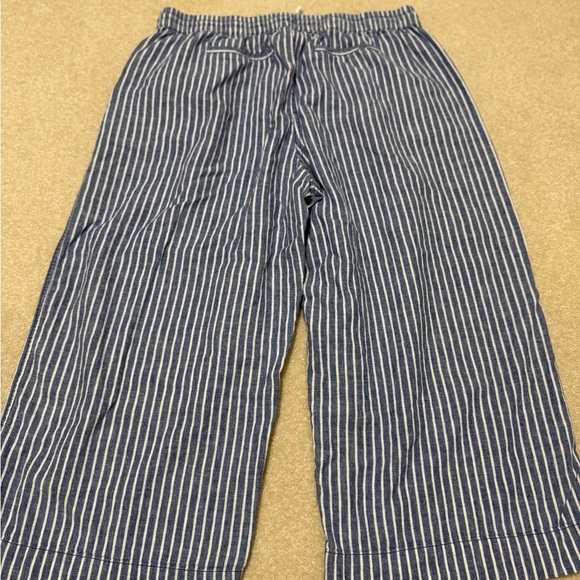 Beach Lunch Lounge Crop Linen Navy and White Striped Pants - Picture 2 of 7